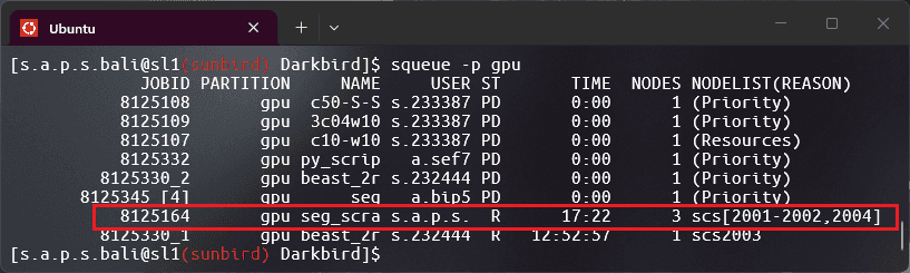 GPU queue with segmentation job running